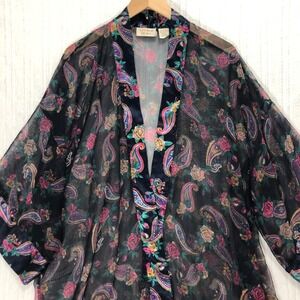 Victoria's Secret Kimono Robe Paisley Floral Sheer Cover Up‎ One Size